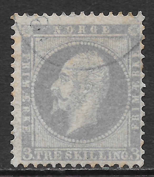 NORWAY SCOTT 3 USED FINE - 1857 3s LILAC ISSUE - KING OSCAR I