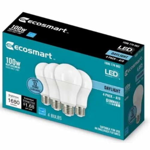 EcoSmart 100-Watt Equivalent A19 Medium Base Dimmable LED Light Bulb Daylight