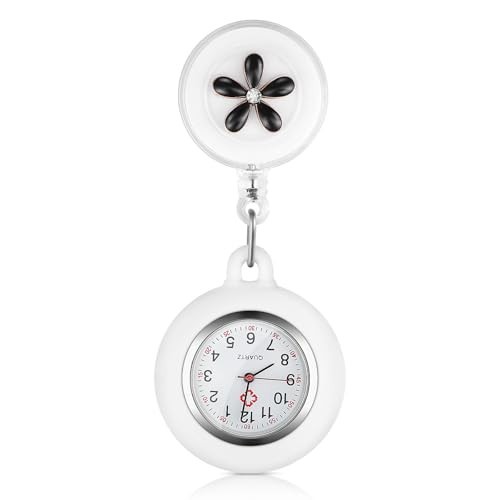 Nurse Lapel Watch Clip On Retractable Fob Flower Pattern Quartz Analog Watch