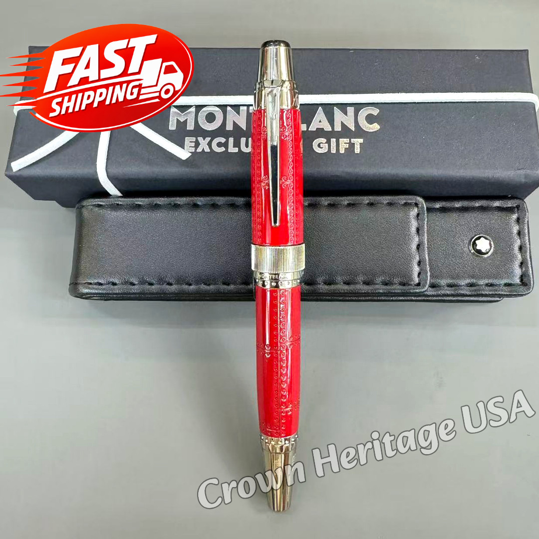 MONTBLANC Antoine de Saint-Exupery Writers Edition Red Silver Fountain Pen