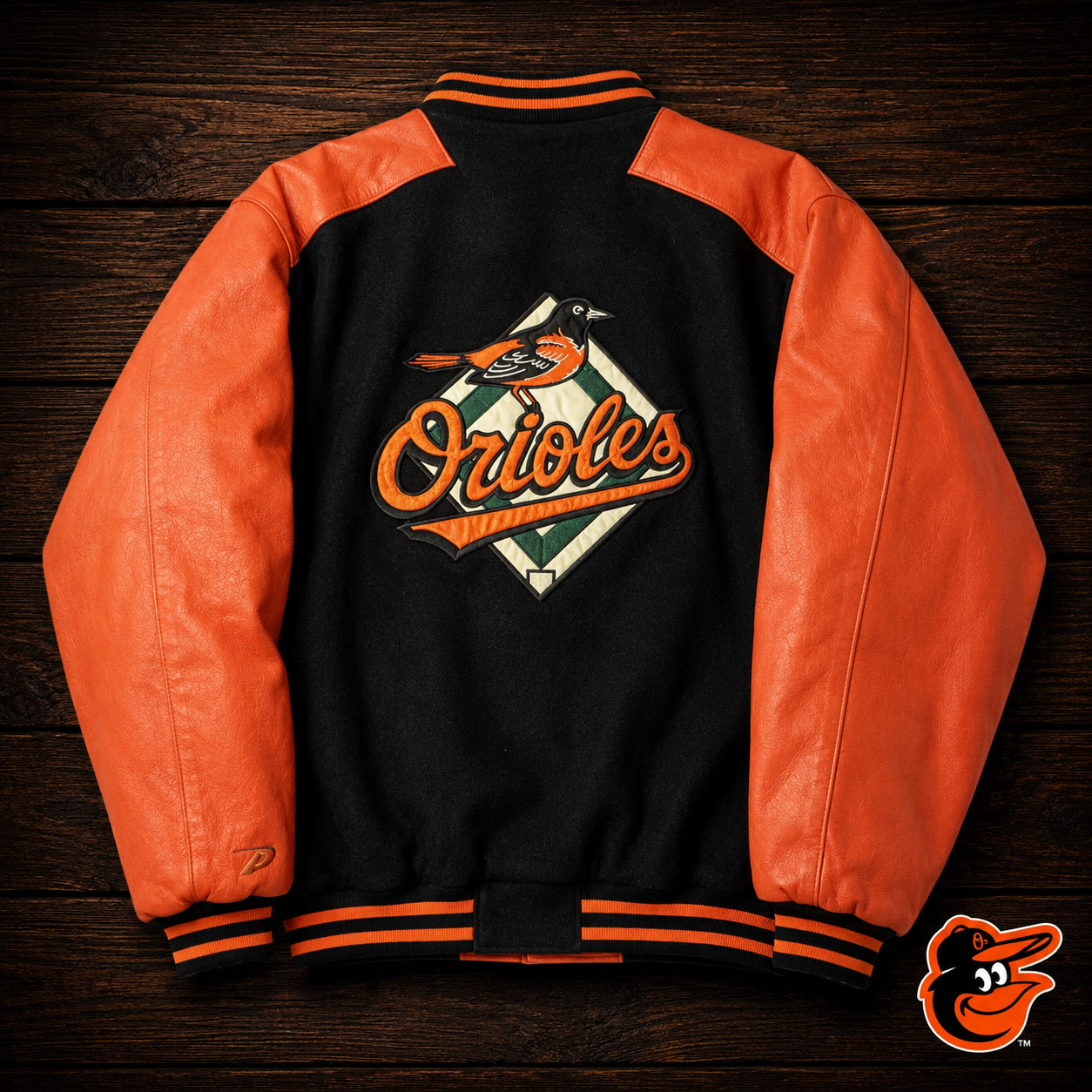 Vintage Baltimore Orioles Pro Player Wool/leather Button Letterman Sz Large Vintage Baltimore Orioles Pro Player Wool/leather Button Letterman Sz Large
