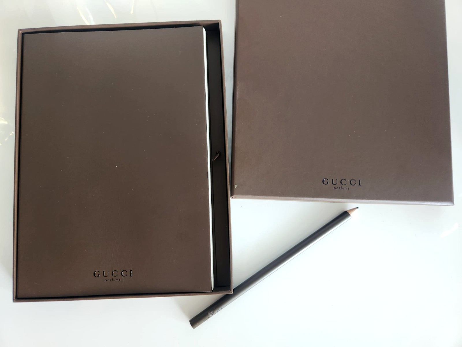 ✨NEW Designer GUCCI Guccissima Journal Notebook + Pencil Brown SET Limited Edit.