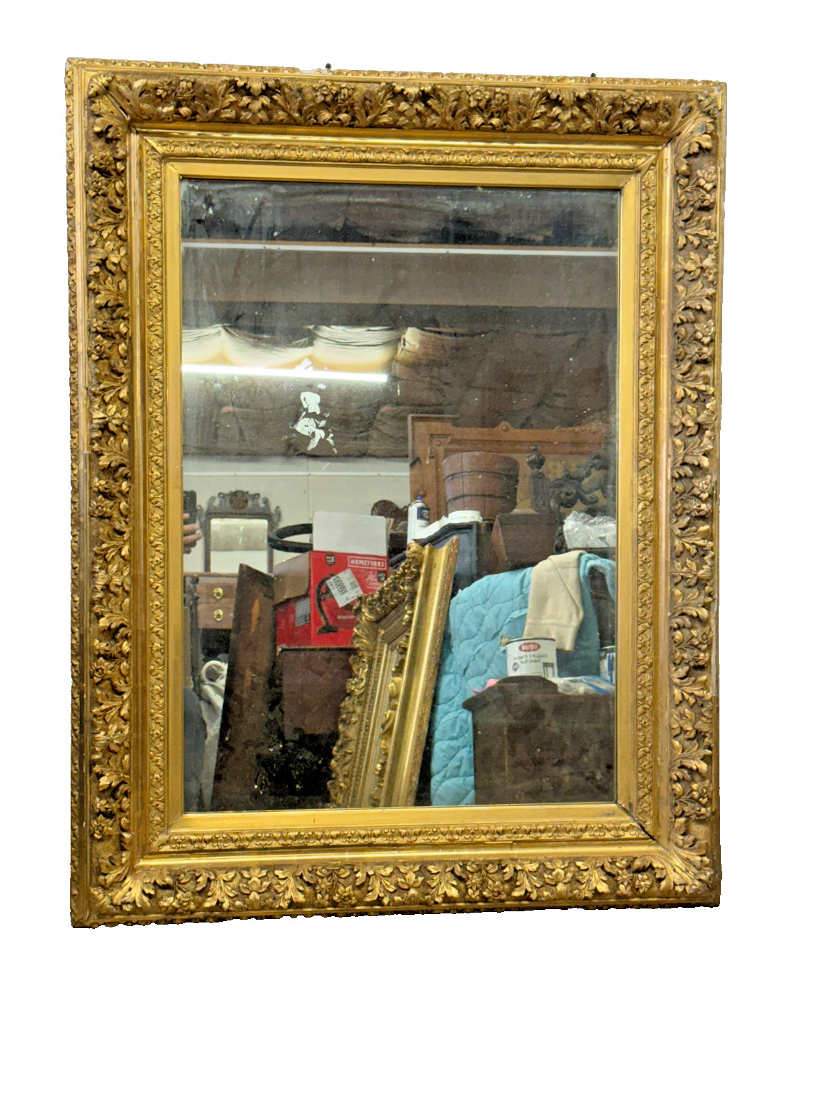 antique large hall gilt gilded ornate victorian hall mirror 1880  30x37