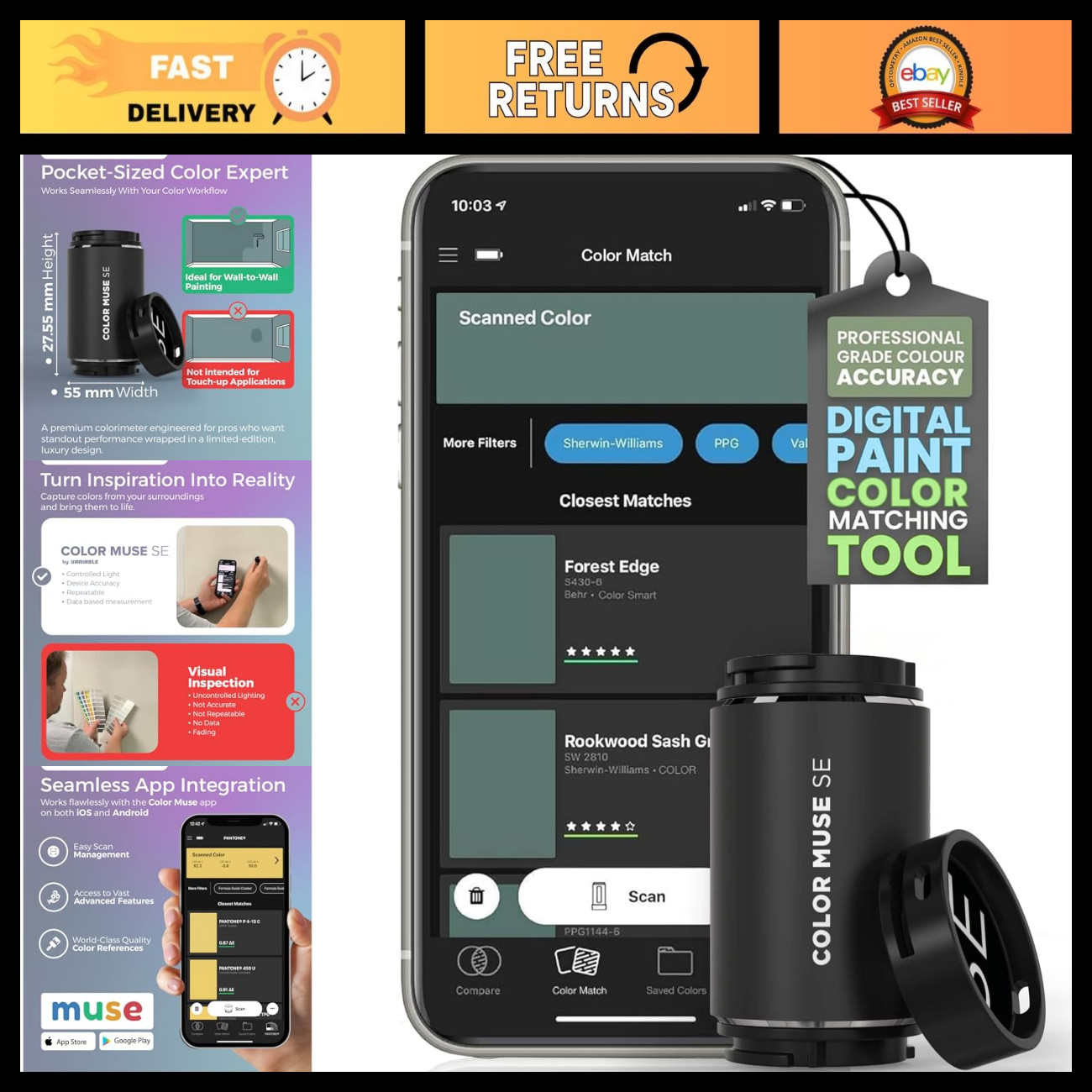 Color Matching Tool, Paint Colorimeter for Accurate Color Identification & Mixin