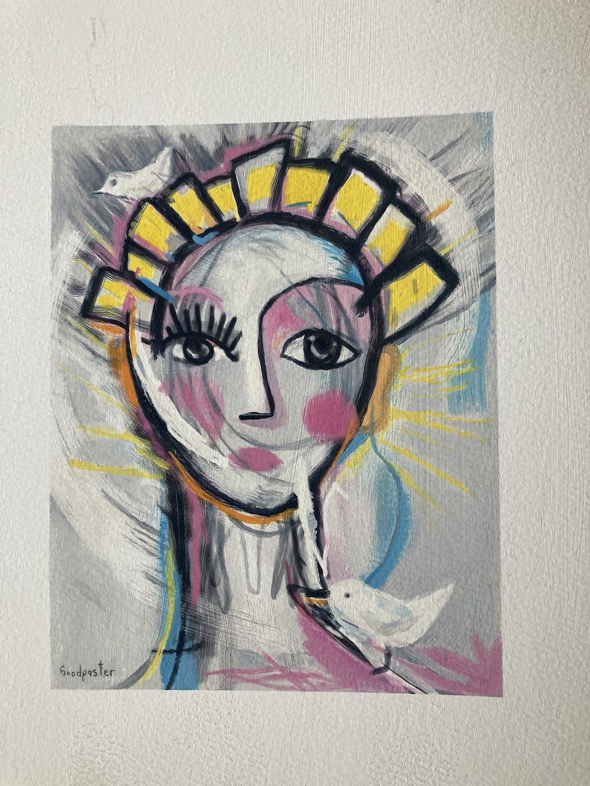 Original Oil On  Paper Abstract Portrait Painting Expressionist Fine Art 8.5x11”