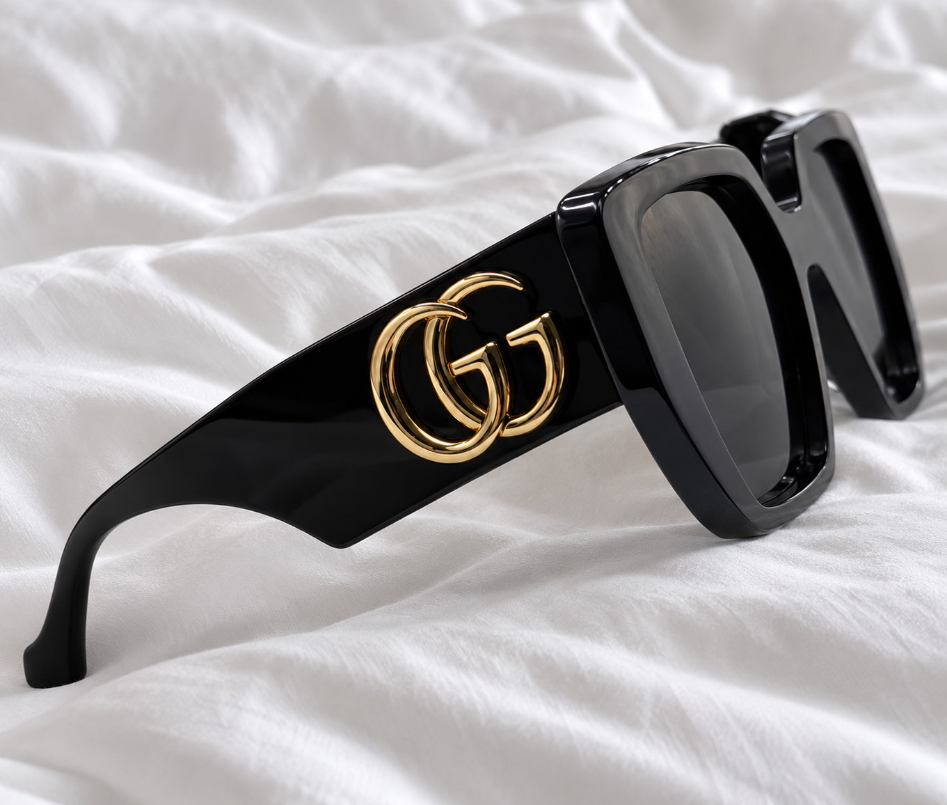 GUCCI GG0956S 003 Rectangular Squared Black Shiny Grey 54 mm Women\'s Sunglasses