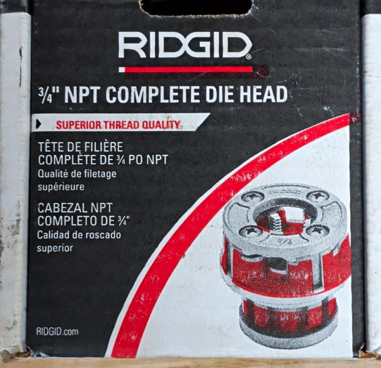 RIDGID 3/4 in NPT Right Hand Complete Die Head 00-R Alloy Dies Cat - 36895