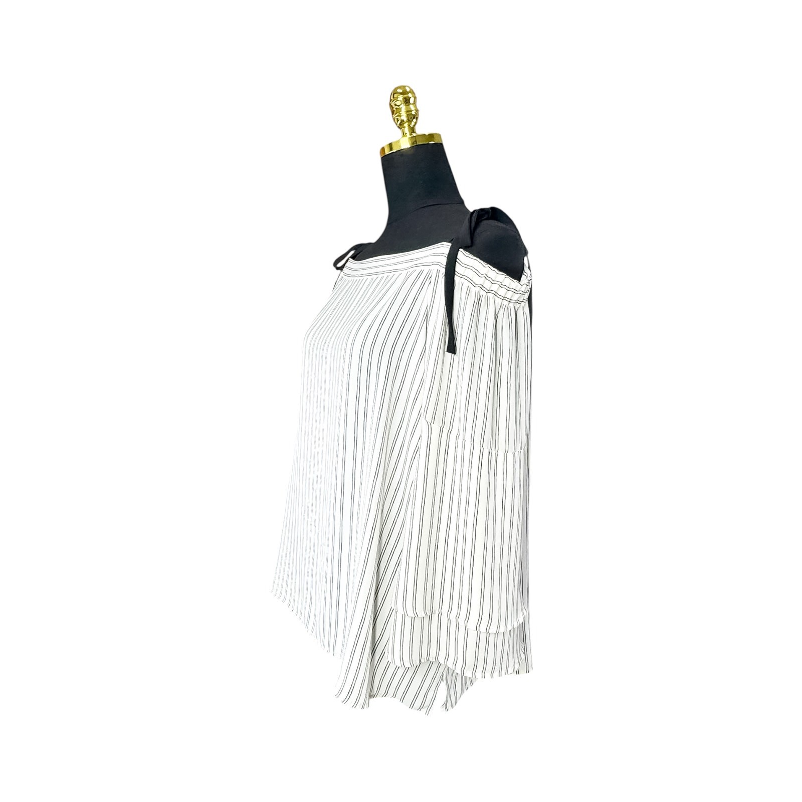 Ann Taylor LOFT Black White Cold Shoulder Striped Blouse Women’s XL