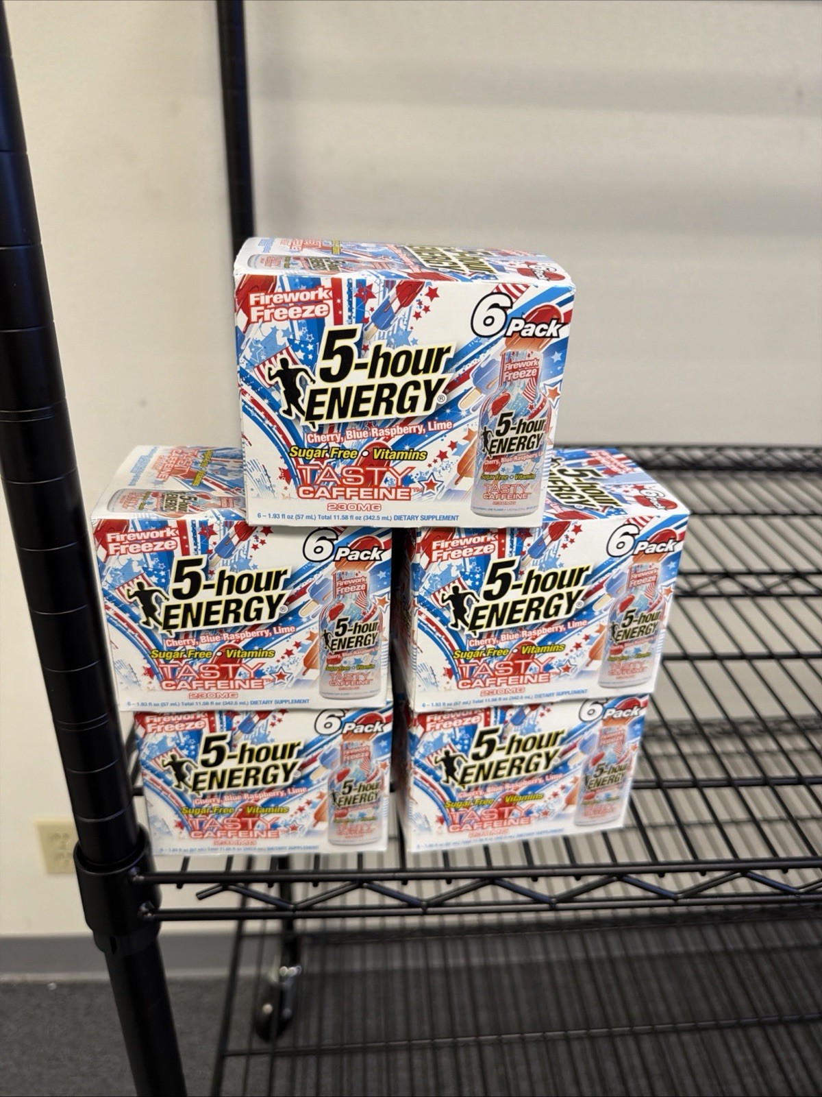 Lot of 5 - 5-Hour Energy Firework Frenzy Sugar Free 6 Per Pack Exp 3/28 (30)