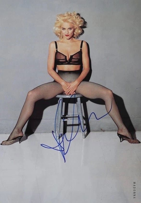 MADONNA w/ PSA LETTER/ PROVOCATIVE OVERSIZED MAGAZINE PHOTO / SIGNED / AUTOGRAPH