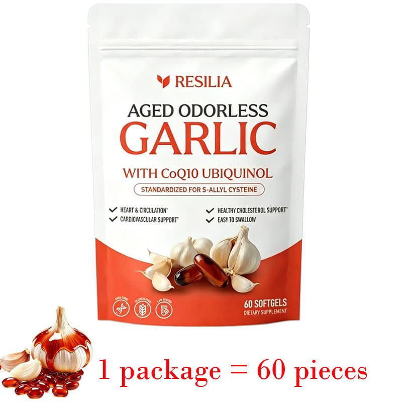 1-5X Resilia Garlic Extract 600mg Softgels (60 Count) Odorless Aged Garlic Extra