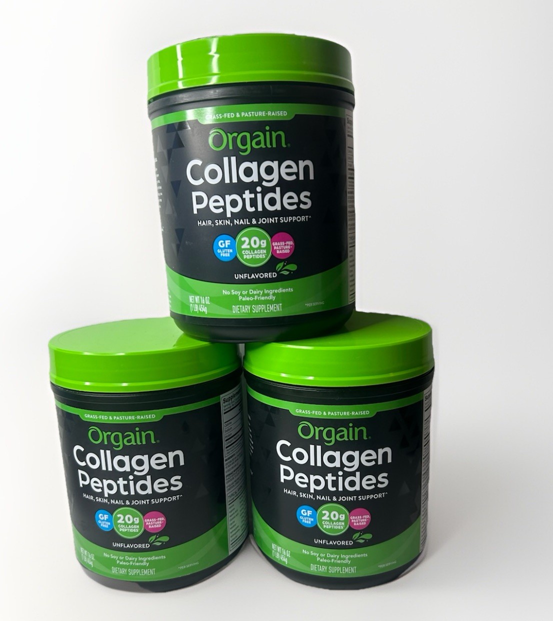 3 Units Orgain Unflavored Collagen Peptide Protein - 16 oz (2156602)  Exp 09/27