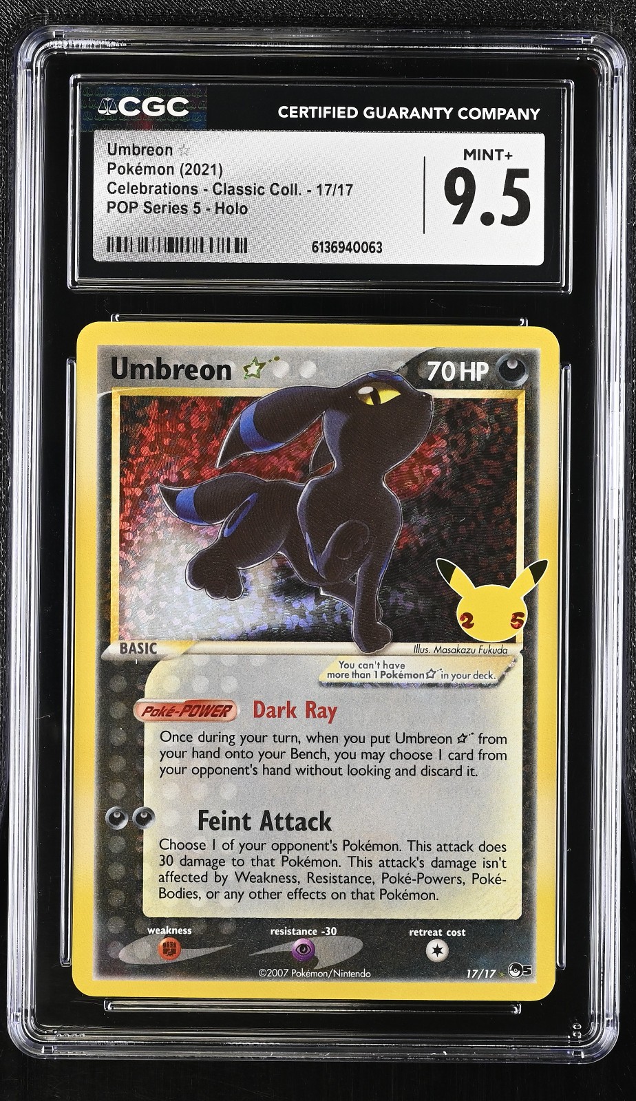 2021 Umbreon Star 17/17 Celebrations: Classic Collection Holo