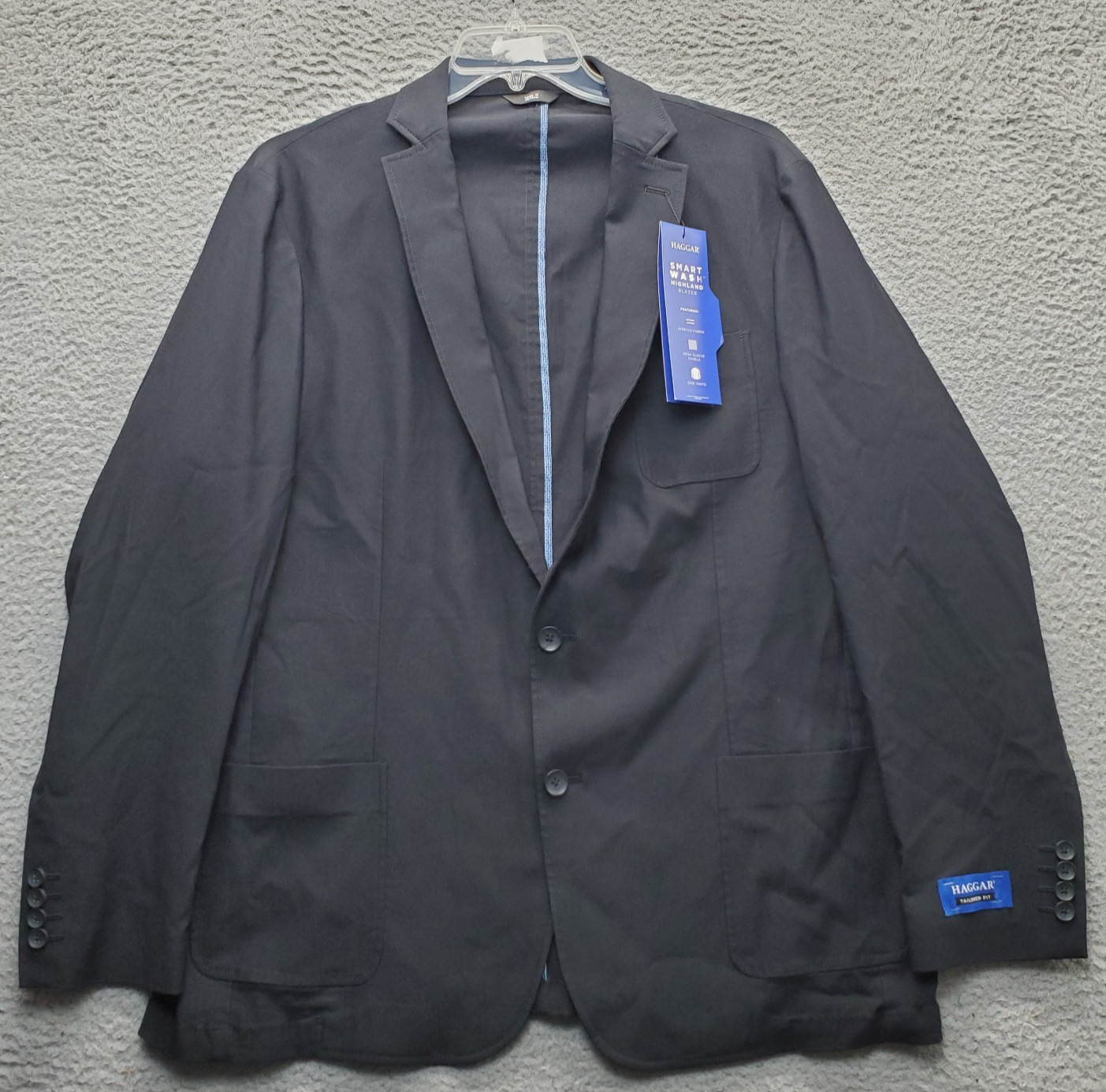 Stafford Haggar Smart Wash Tailored Highland Blazer Mens L 44/46 Black HJ70302L