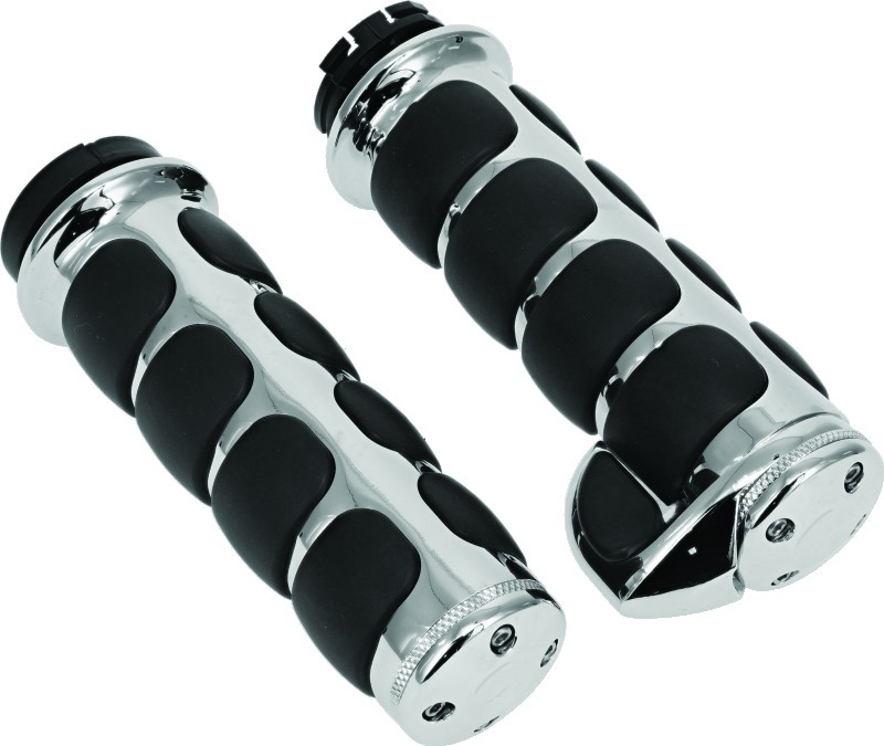 Kuryakyn Premium ISO-Grips with Chrome Accent Rings with Throttle Boss 6212
