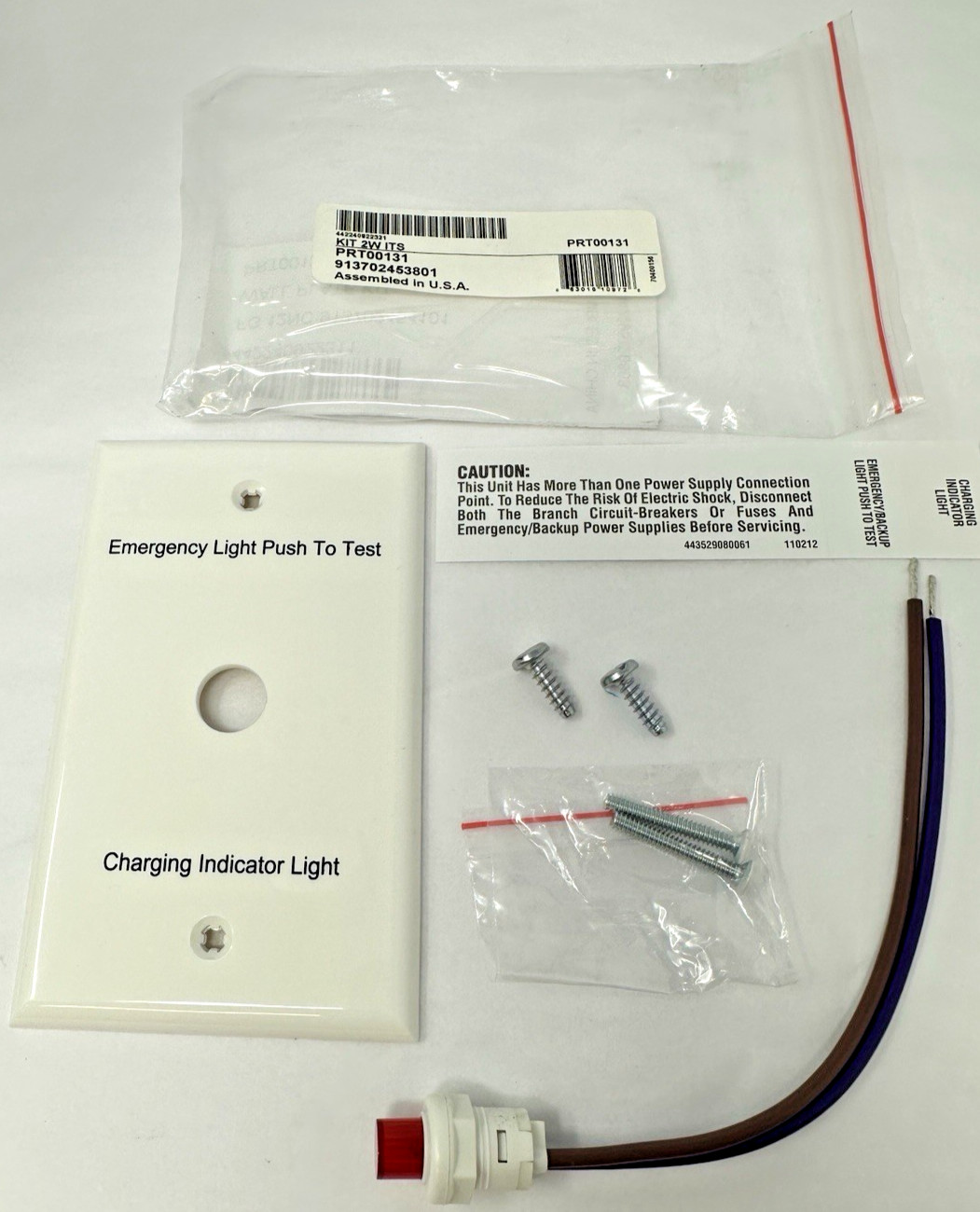 NEW Bodine (2W-ITS) Two-Wire Indicator Light/Test Switch on Wall-Plate PRT00131