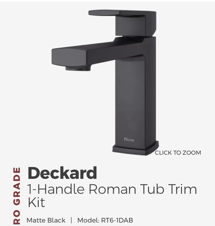 NIB Pfister Dekard RT6-1DAB Black Matte Roman Tub Faucet Single Control New
