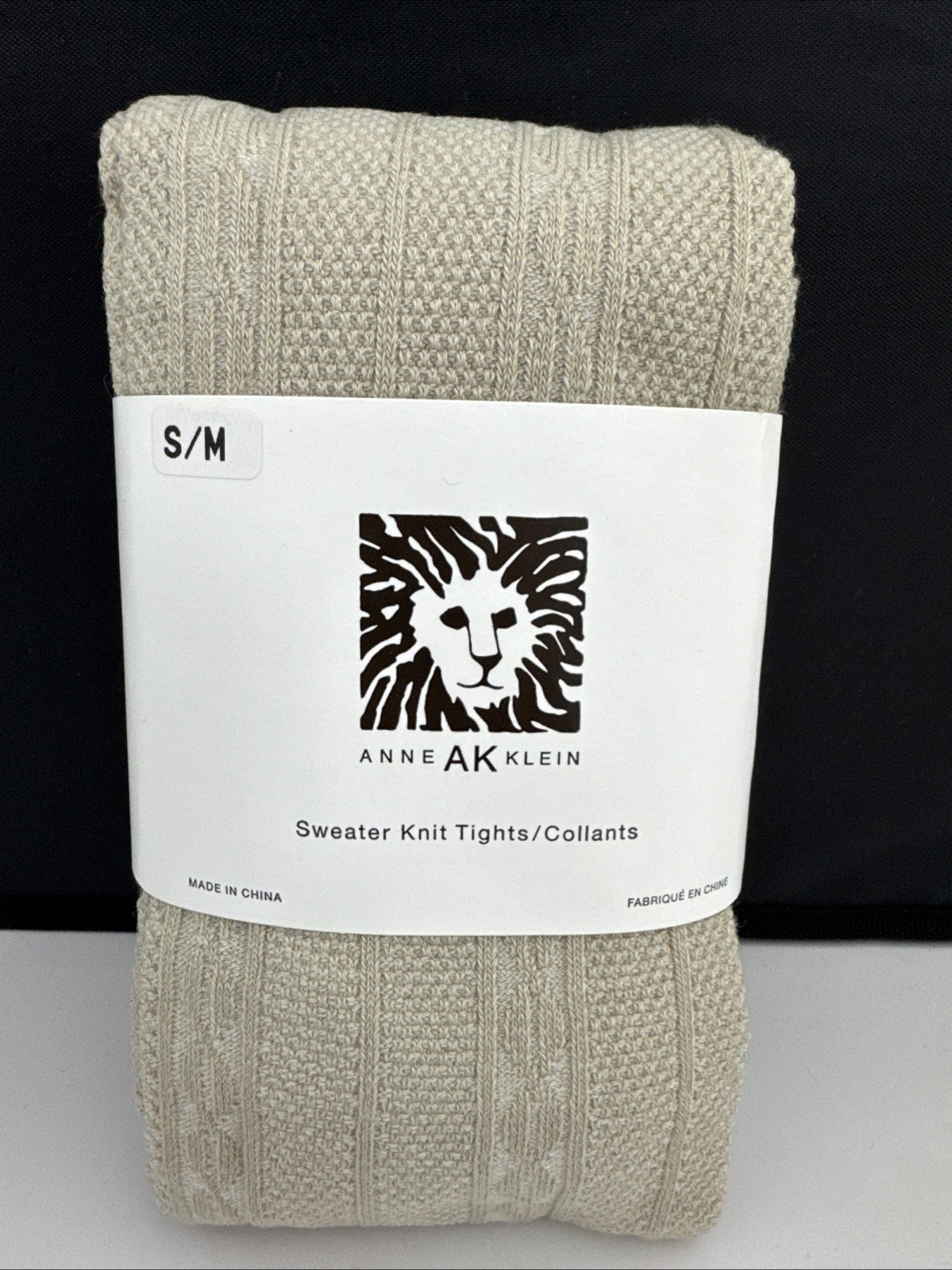 Anne Klein Sweater Knit Tights - Cotton Blend - Size Small/Medium - Beige - New