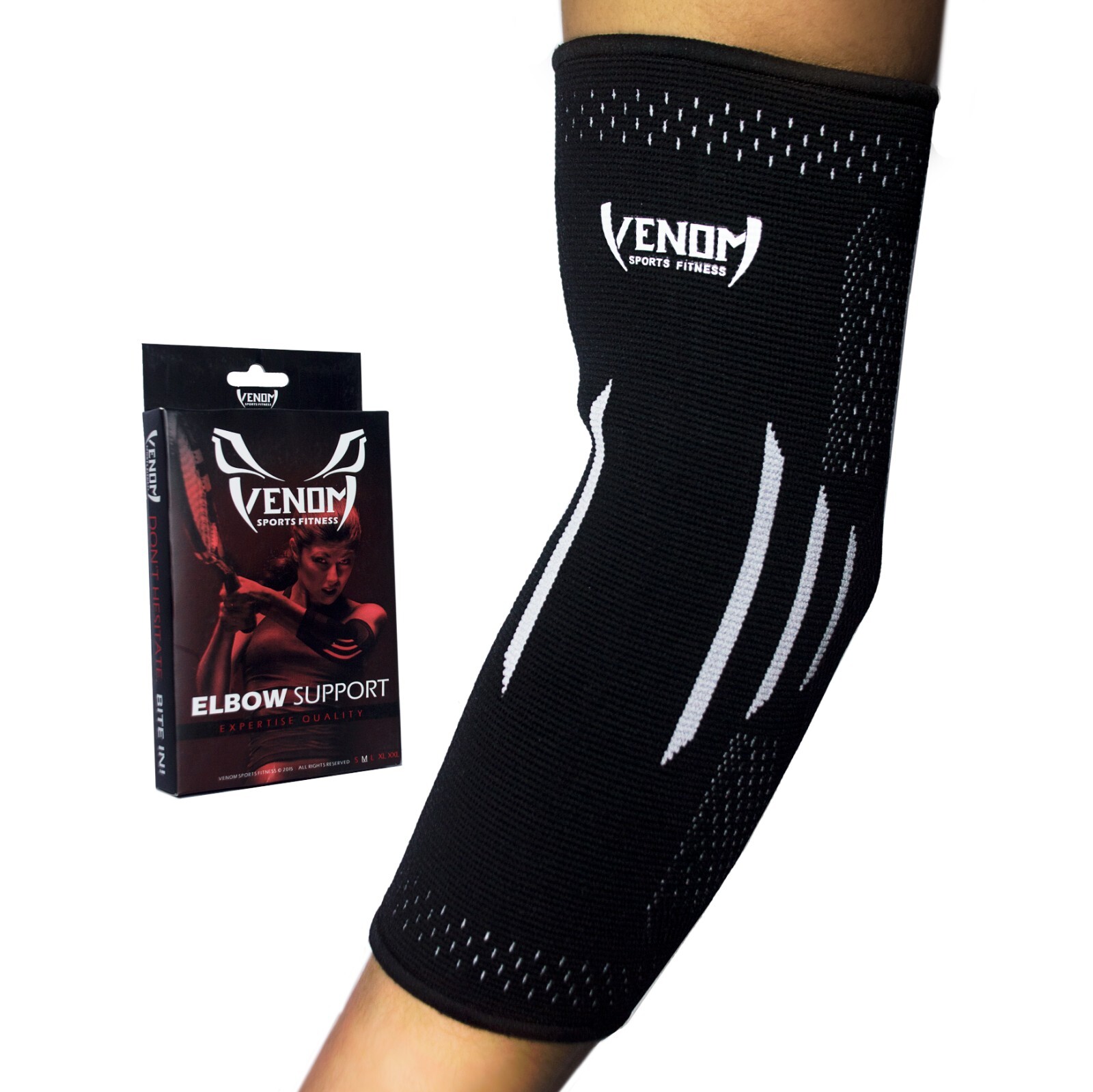 Venom Sports Fitness Elbow Brace Compression Sleeve Support Venom Sports Fitness Elbow Brace Compression Sleeve Support