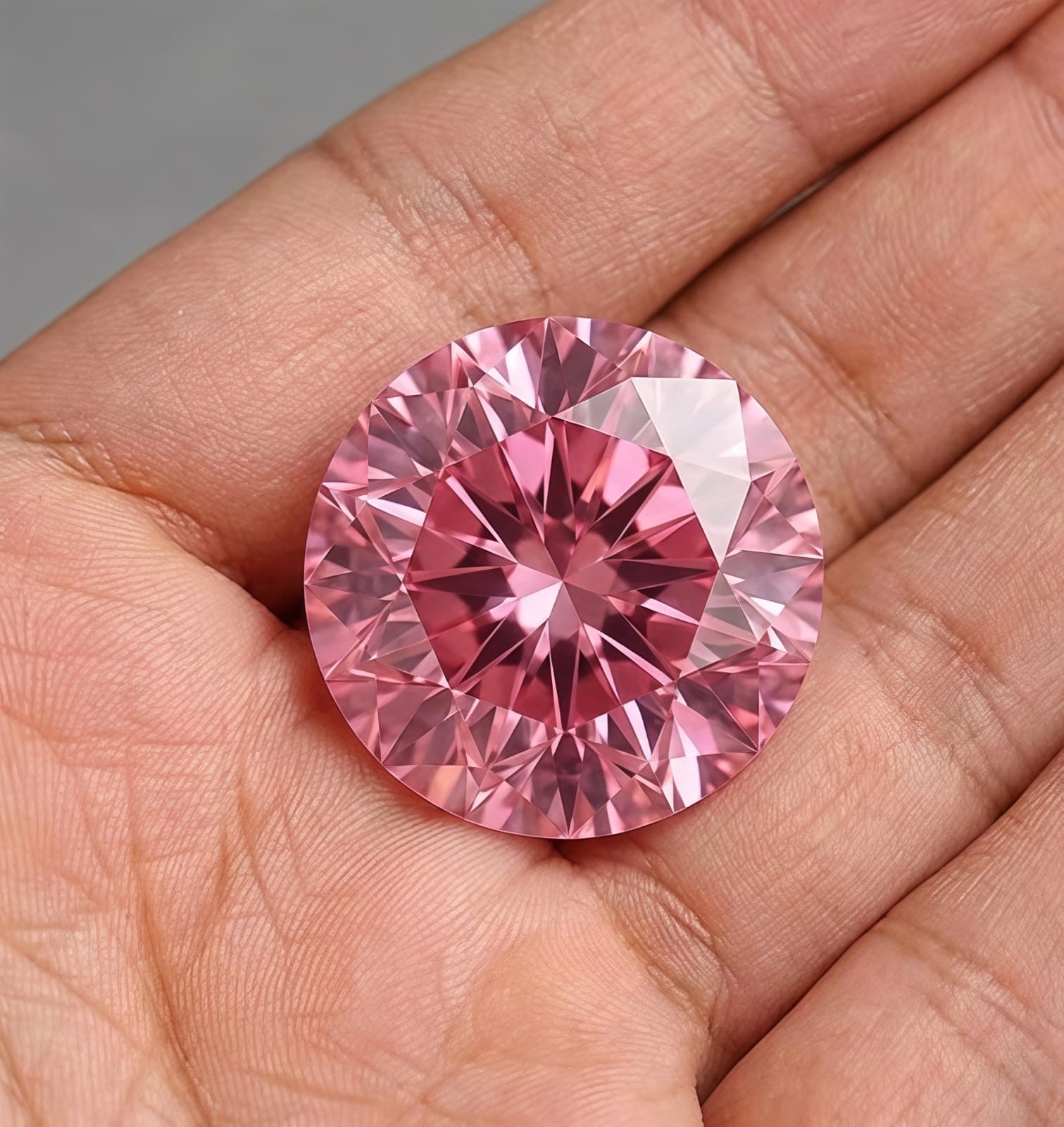 Huge 10 CT  Pink Color Round Cut VVS1 Diamond Premium Quality 14.50 MM Gemstone