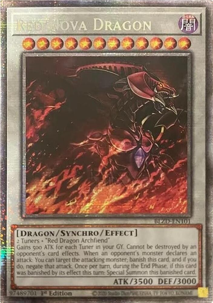 *** RED NOVA DRAGON *** 1ST EDITION STARLIGHT RARE BLZD-EN101 YUGIOH
