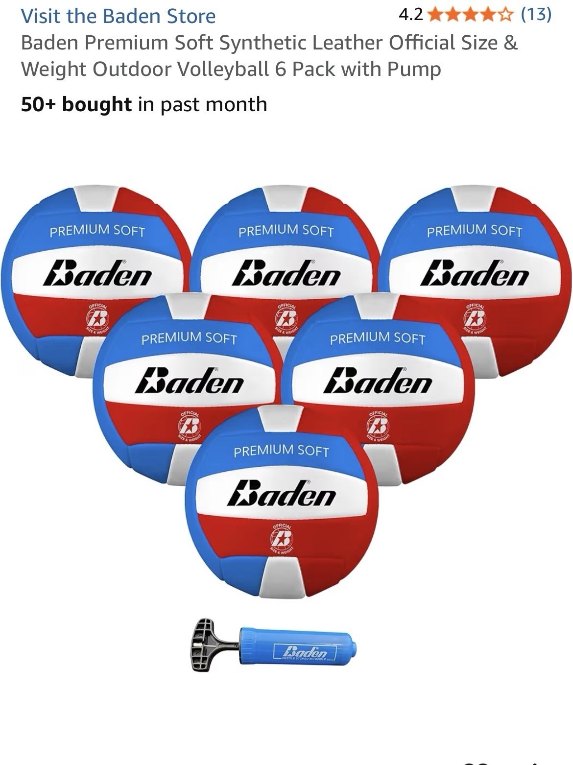 Baden Premium Soft Synthetic Leather Official Outdoor Volleyball 6 Pack Pump