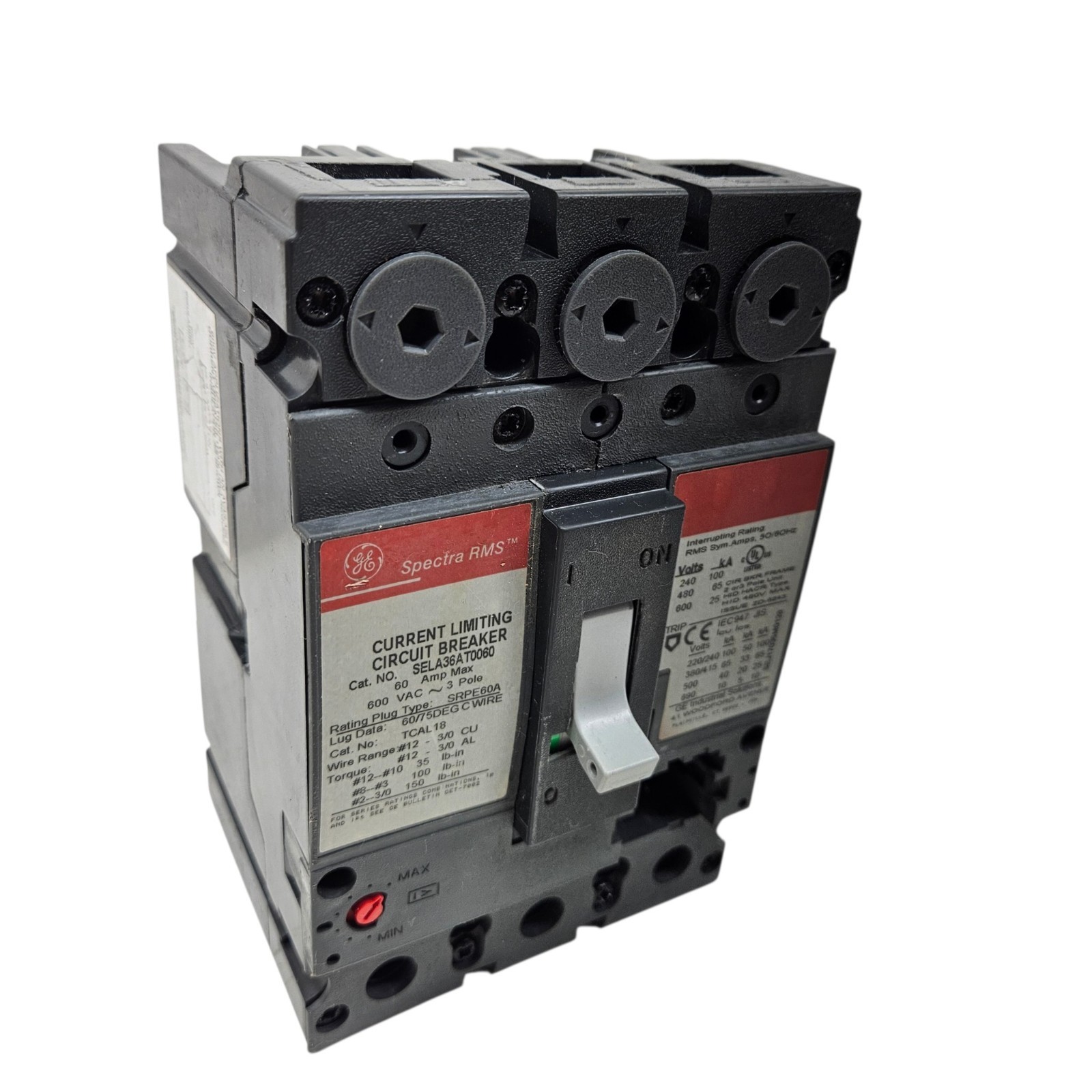GE SEPA36AT0060 Spectra RMS Circuit Breaker 60A 3-Pole 600VAC Pre-owned GE SEPA36AT0060 Spectra RMS Circuit Breaker 60A 3-Pole 600VAC Pre-owned