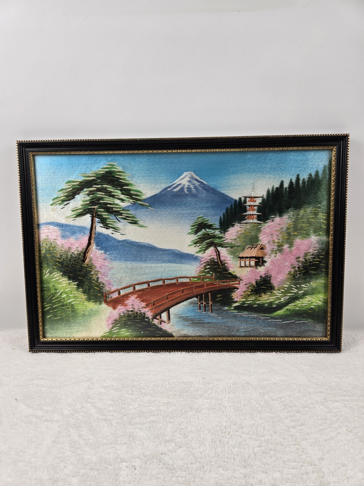 Vintage Japanese Silk Embroidery Framed