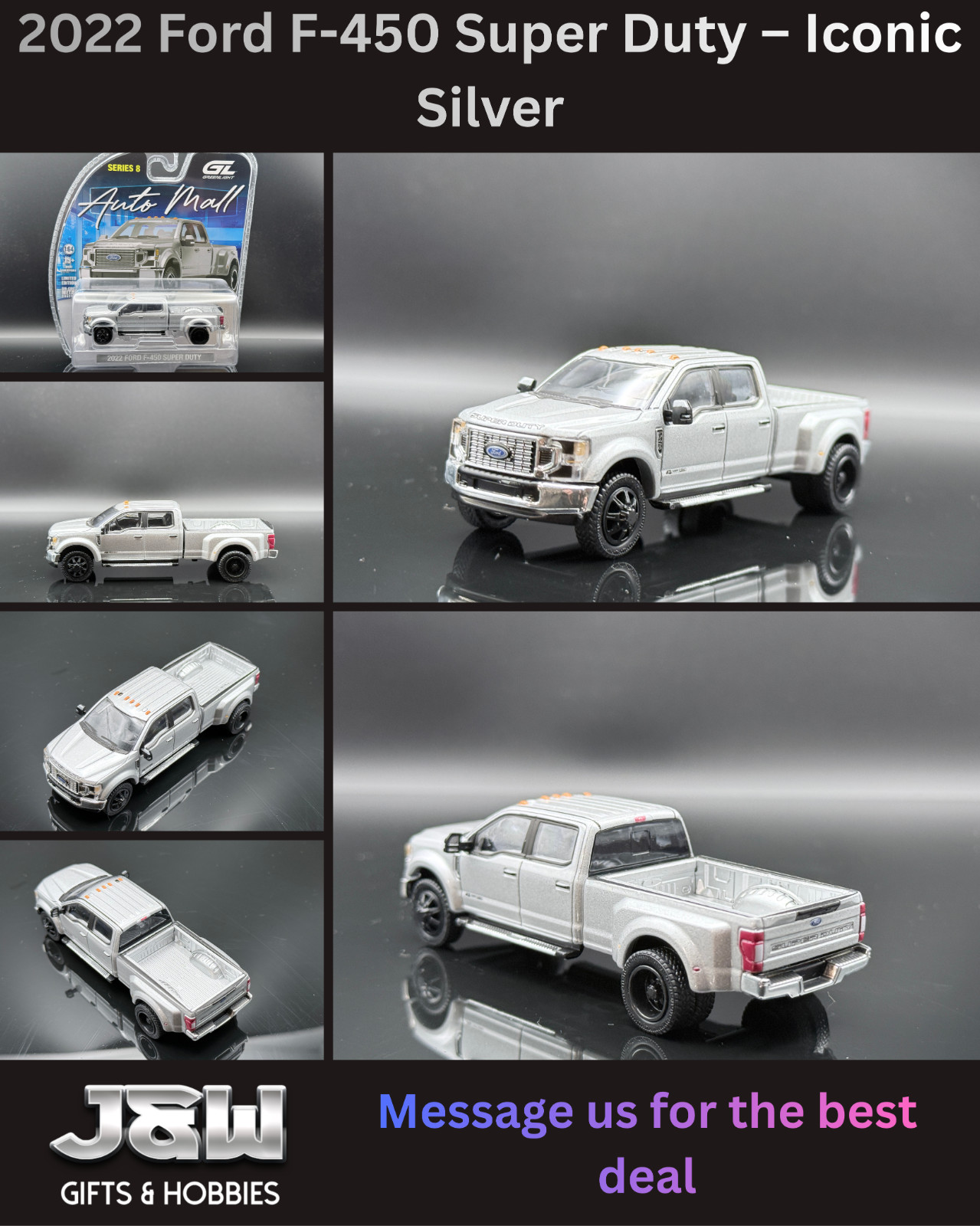 Greenlight 2022 Ford F-450 Super Duty – Iconic Silver 68080 A 1/64