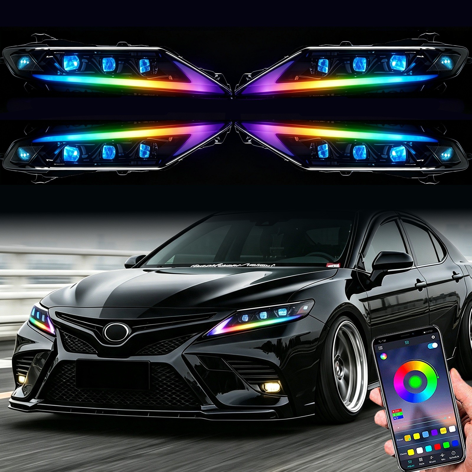 For 2018‑24 Toyota Camry 8th Gen XV70 RGB Tri‑Projector LED Headlights Assembly For 2018‑24 Toyota Camry 8th Gen XV70 RGB Tri‑Projector LED Headlights Assembly
