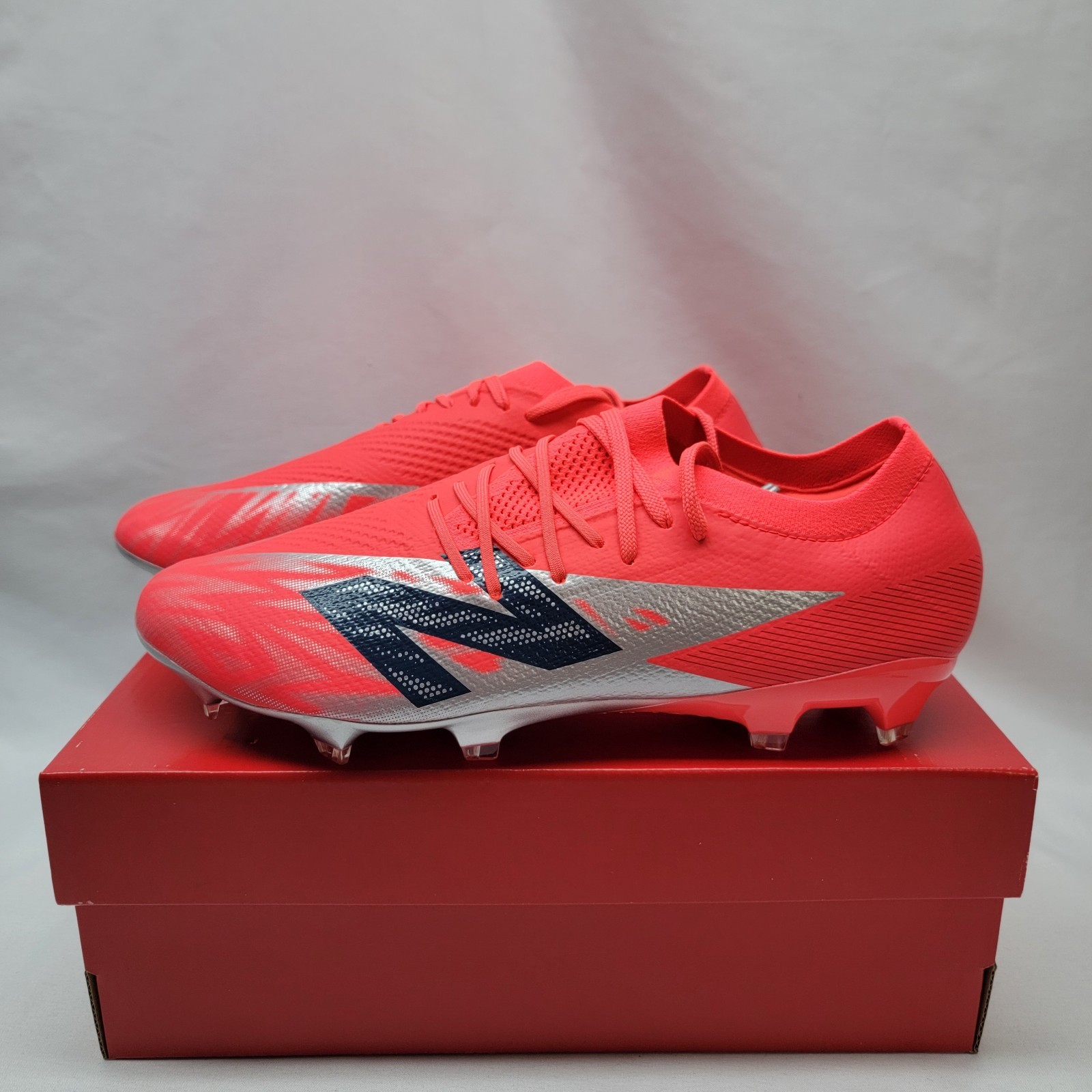 New Balance Furon Pro FG V8 Soccer Cleats Men Size 10 #SF2FMP8 Red / Silver Navy