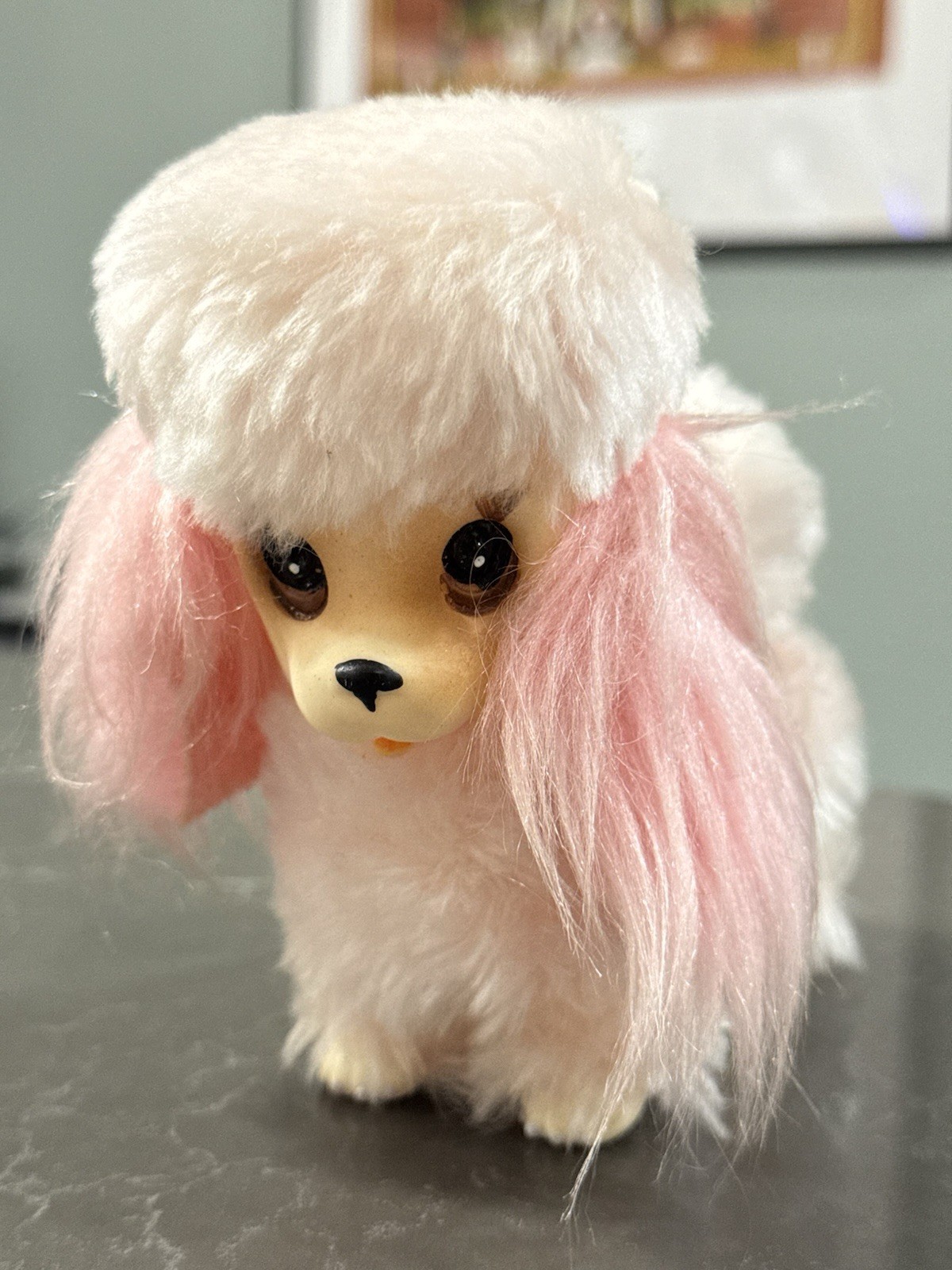VINTAGE 1969 KAMAR INK VINYL FUR PINK POODLE / DOG 5.5\ VINTAGE 1969 KAMAR INK VINYL FUR PINK POODLE / DOG 5.5\