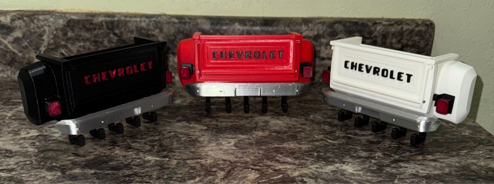 3D Printed Chevy Chevrolet GMC Tailgate Wall Key Holder 5 Hooks Custom Colors