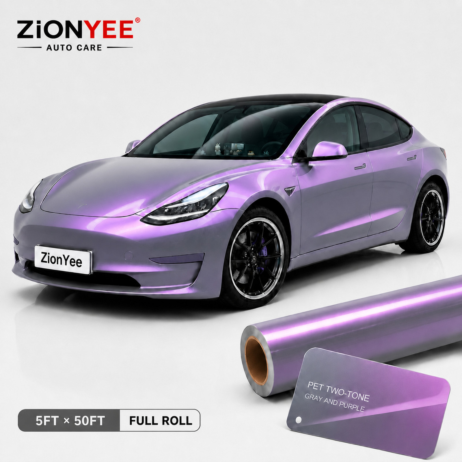 5FTx50FT PET Chameleon Candy Gray Purple Vinyl Wrap US Stock Gloss Car Wrap