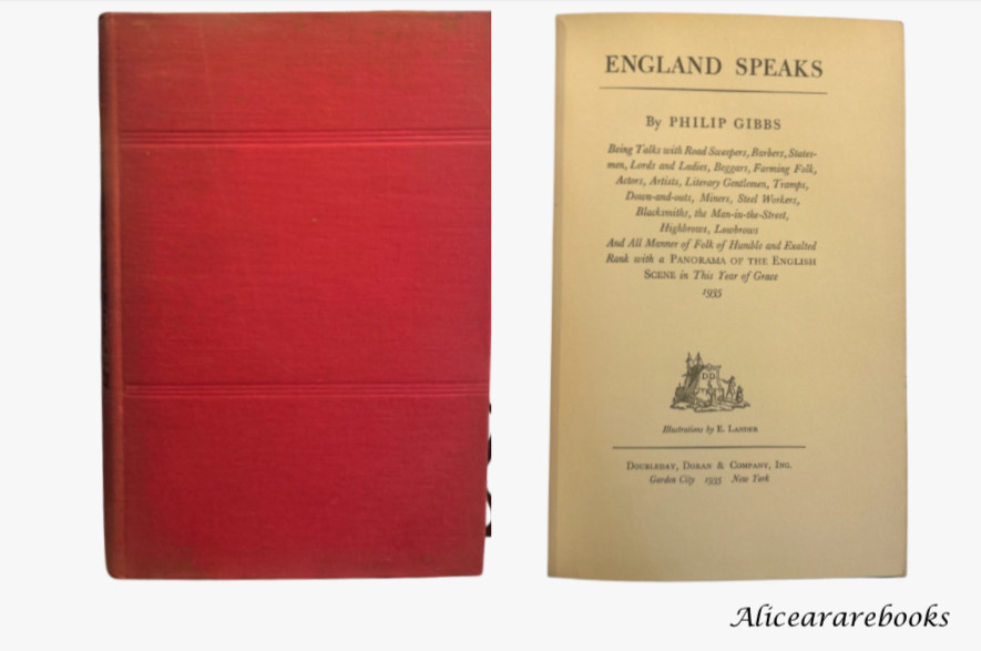 England Speaks - 1935 - Philip Gibbs - Gift from Author - Illustrated - VeryGood