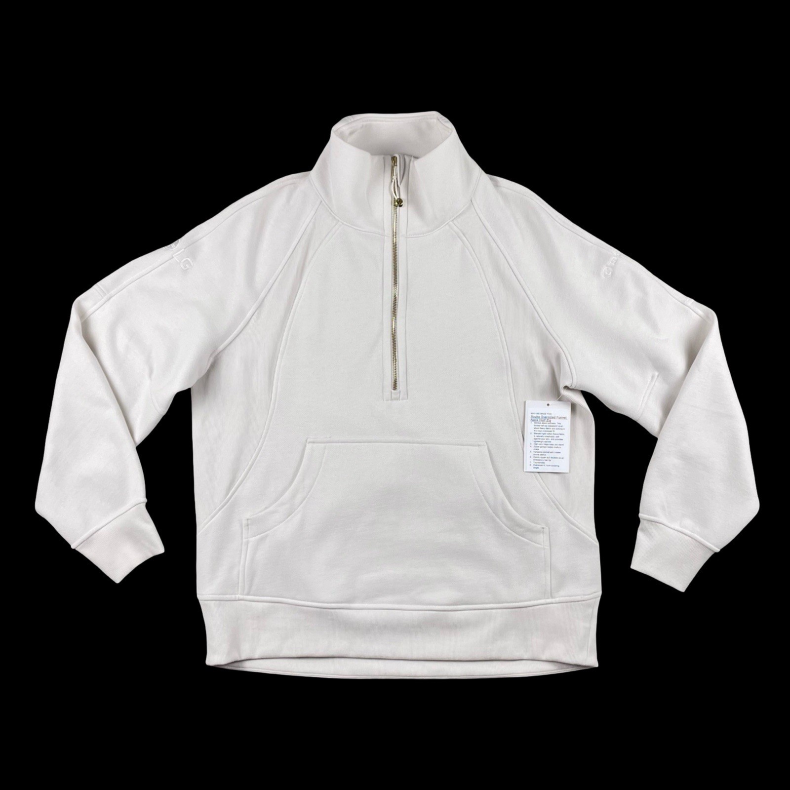 NWT Lululemon Scuba Oversized Funnel Neck 1/2 Zip Womens Size Medium Large Beige