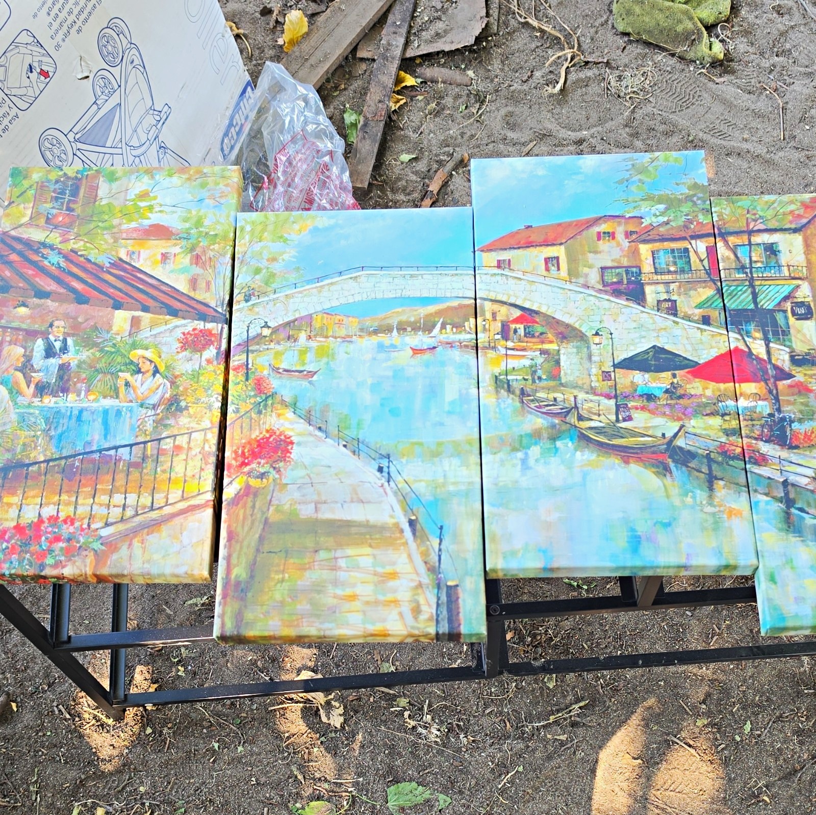 Ruane Manning 4 Piece Mediterranean Waterfront Stretched Canvas Wall Art Set