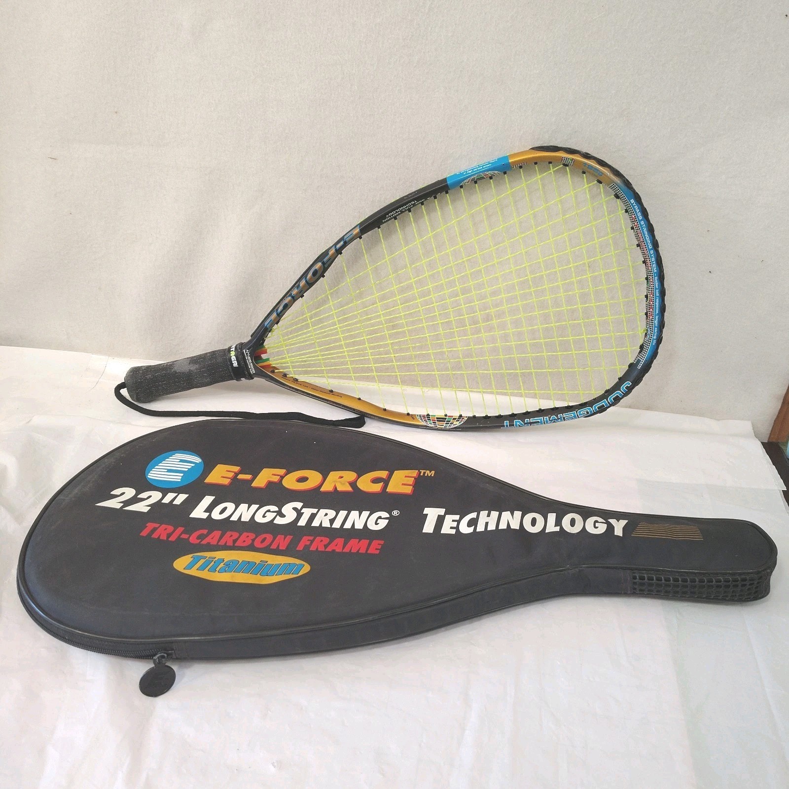 E-Force Judgement 195G Model Racquetball Racquet 22 Inch Long String Technology E-Force Judgement 195G Model Racquetball Racquet 22 Inch Long String Technology