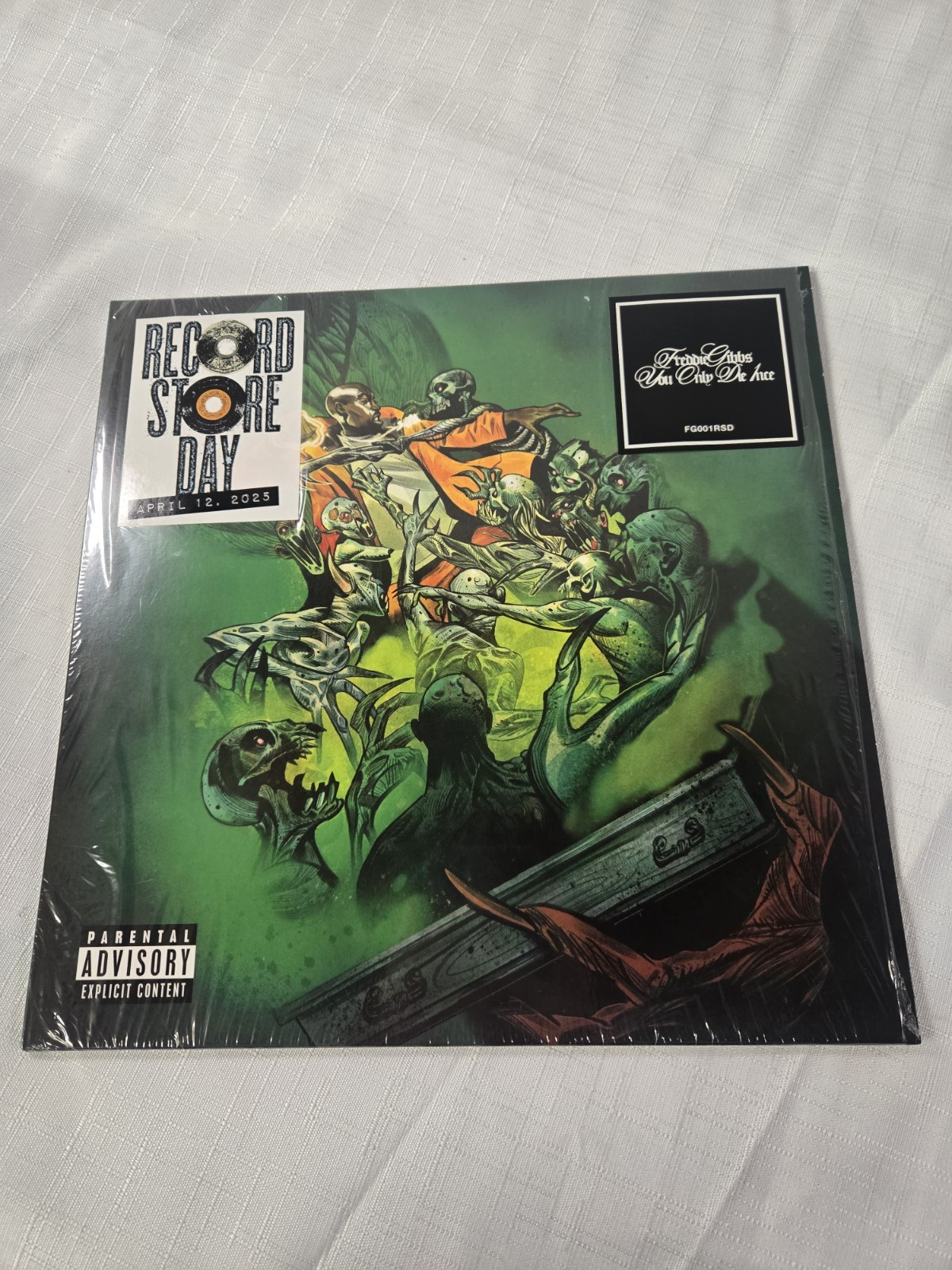 Freddie Gibbs You Only Die 1nce GREEN LP RSD 2025 FG001RSD B70 Miss-print Lmt. Freddie Gibbs You Only Die 1nce GREEN LP RSD 2025 FG001RSD B70 Miss-print Lmt.