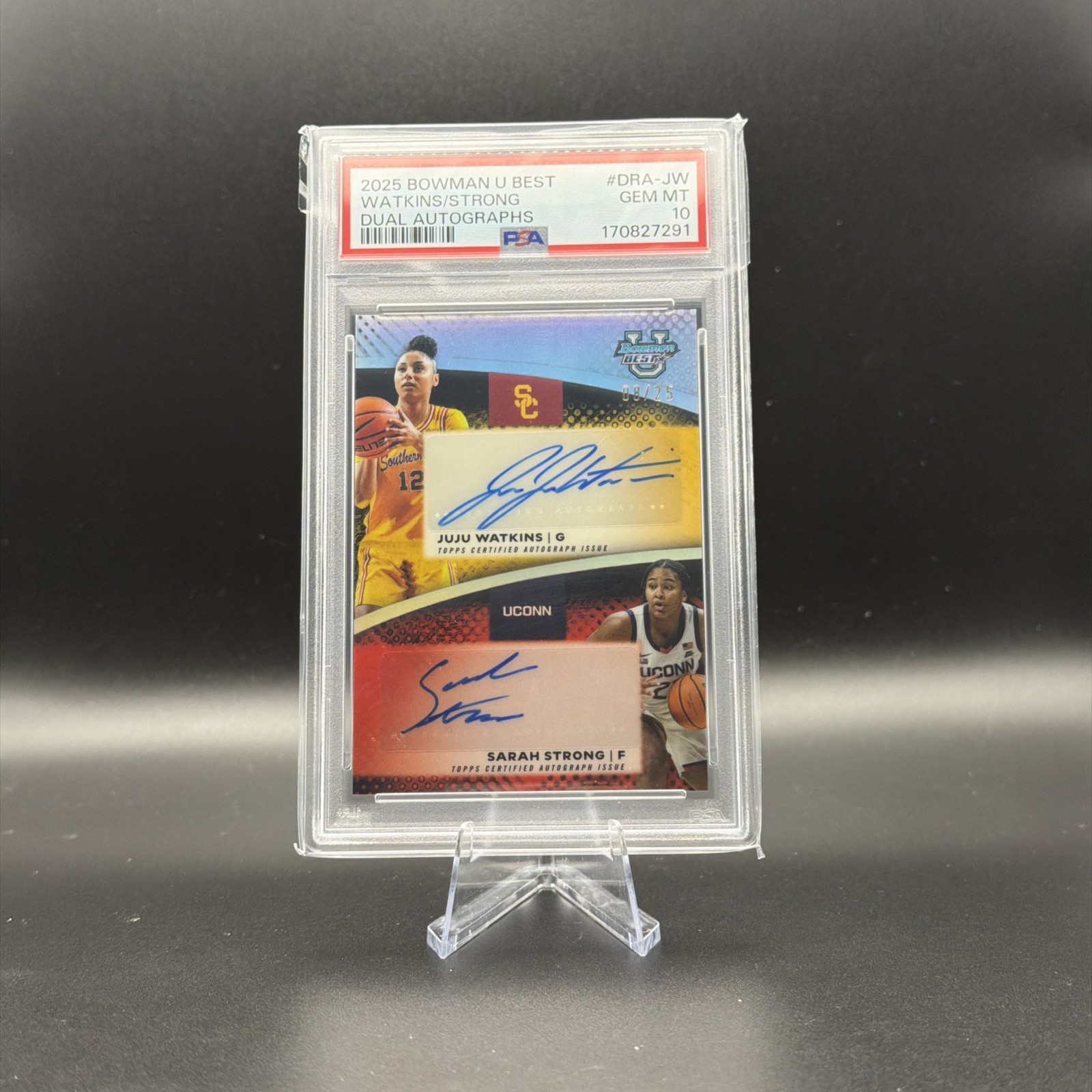 2025-26 Bowman Best University JuJu Watkins Sarah Strong Dual Auto #/25 PSA 10 2025-26 Bowman Best University JuJu Watkins Sarah Strong Dual Auto #/25 PSA 10