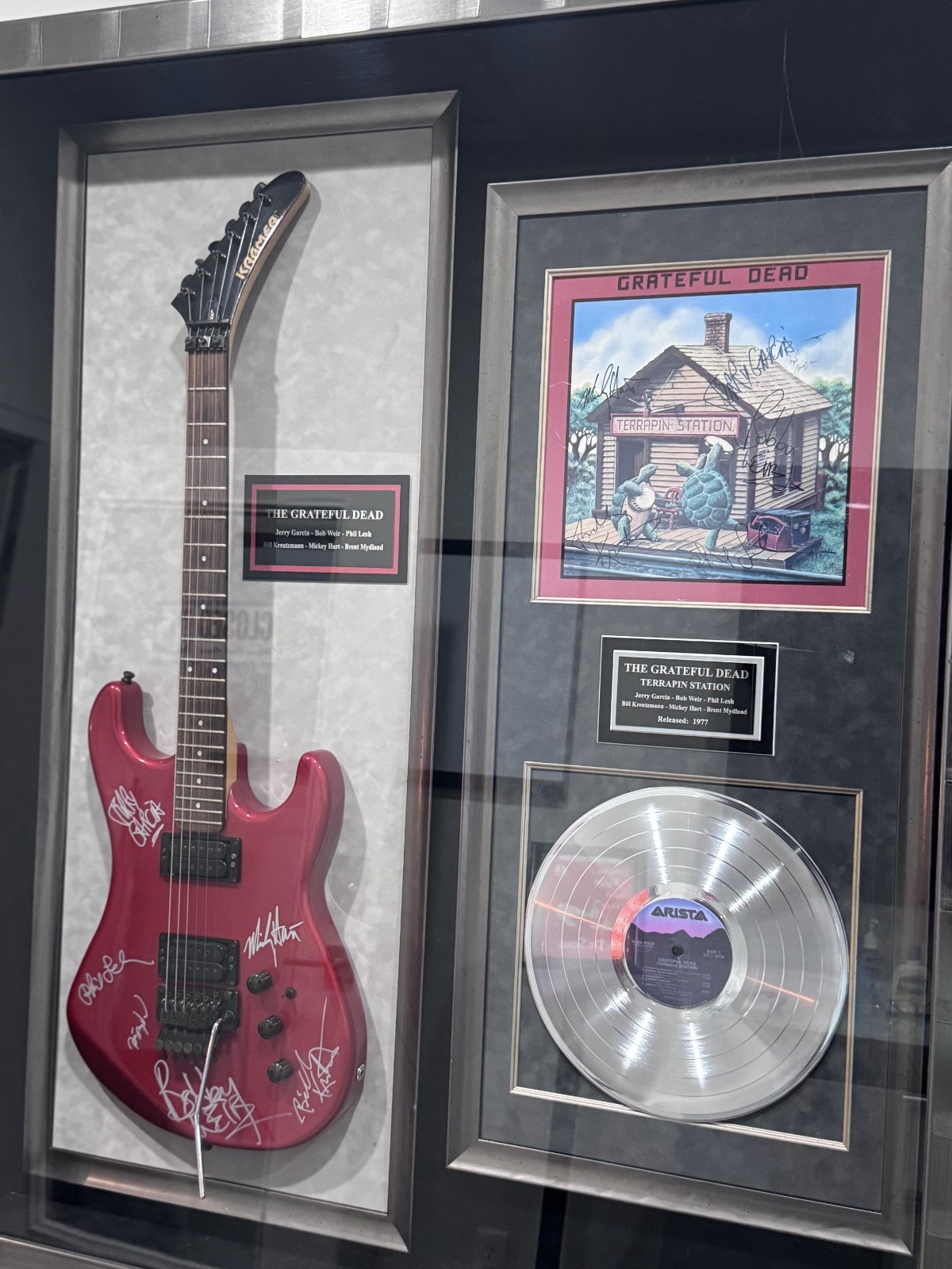 Rare Grateful Dead Signed Guitar & Terrapin Station Vinyl Bundle w/ 2 COAs