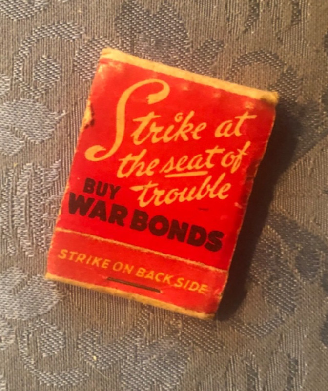 VTG WWII Allied Forces ANTI-Hitler Strike Seat of Trouble War Bond Matchbook 15