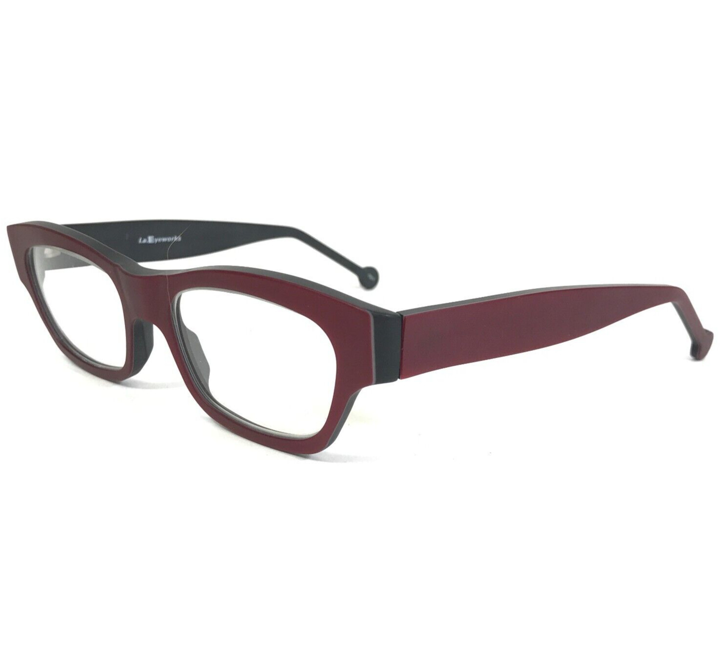 Vintage la Eyeworks Eyeglasses Frames MILES 337M Black Burgundy Red 48-18-135