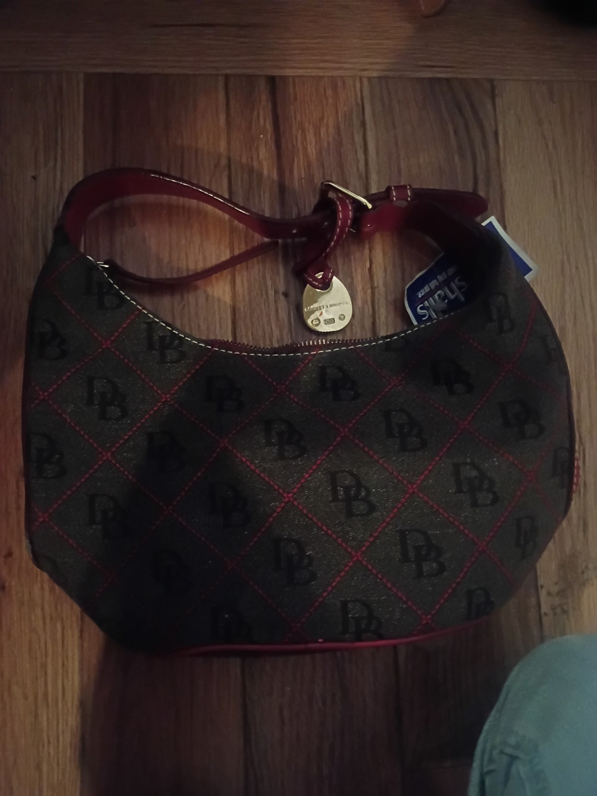 GUC Genuine Dooney & Bourke Monogrammed Gray Canvas Shoulder Bucket Purse