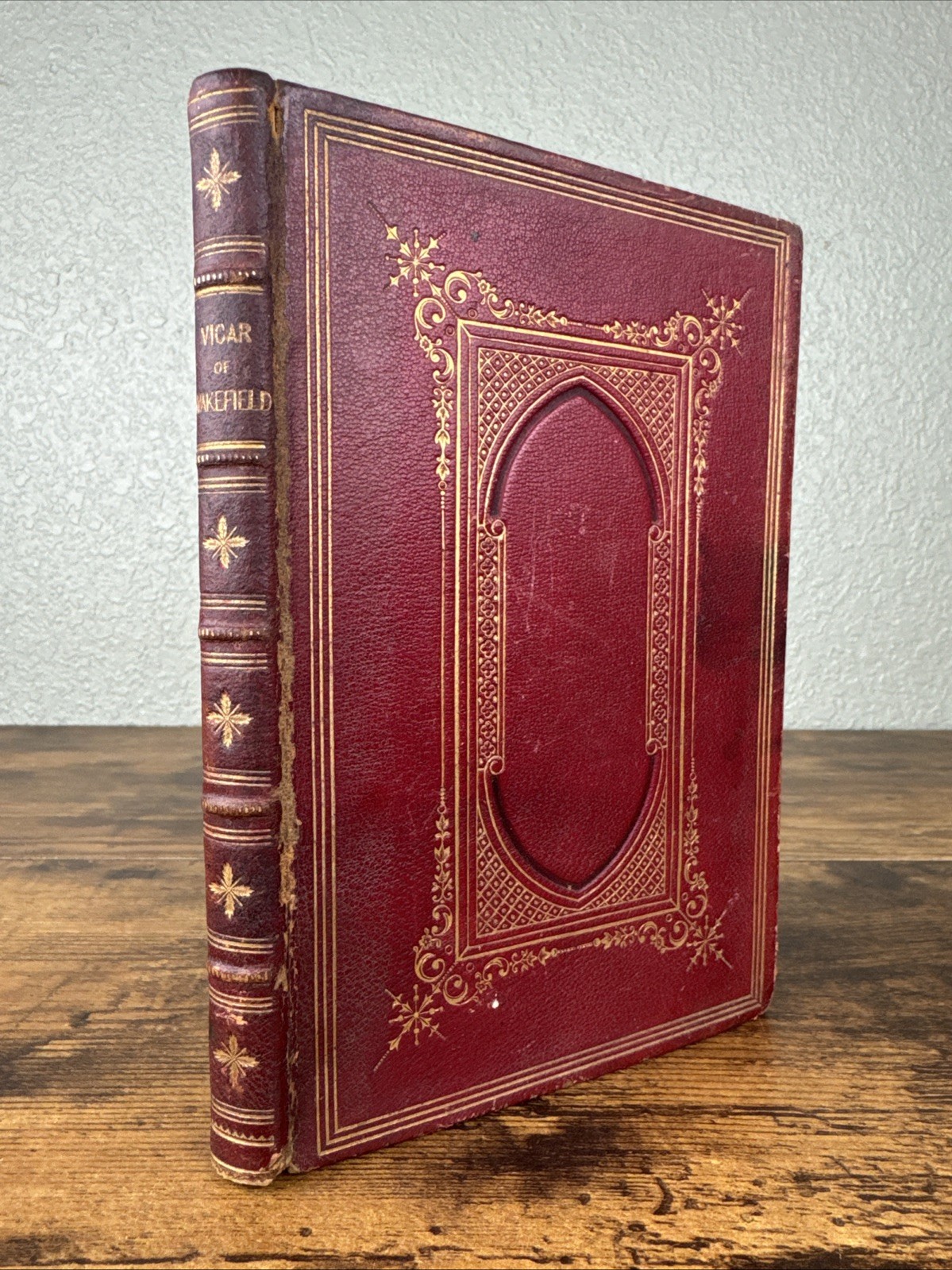 1861 VICAR OF WAKEFIELD BY OLIVER GOLDSMITH ~ ILLUSTRATED FINE LEATHER BINDING