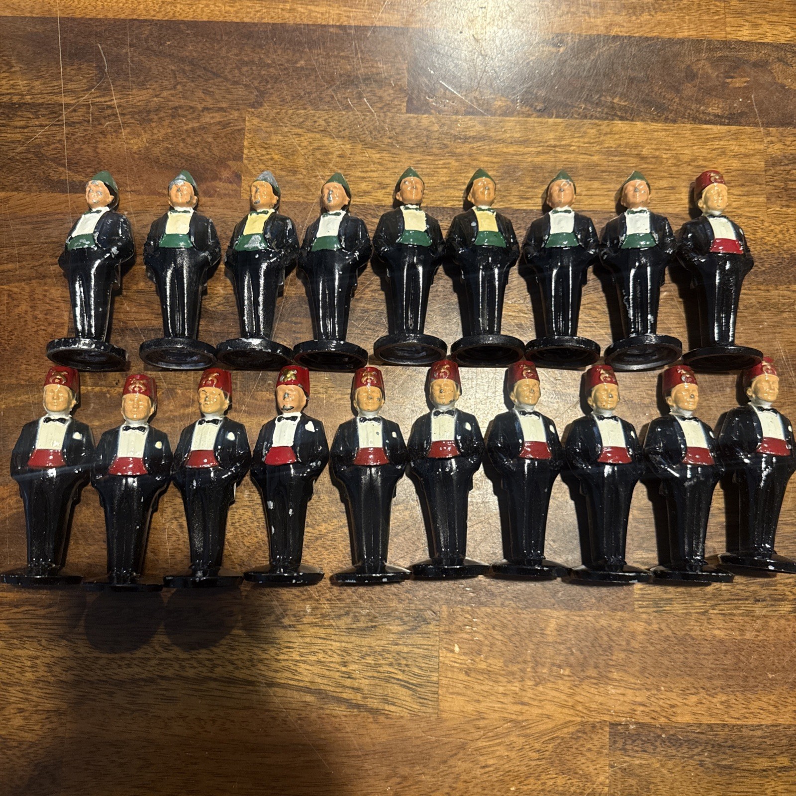 19 Vintage Shriners Mason Fez Figurine Cast Metal Painted Tuxedo 1960s Red/green 19 Vintage Shriners Mason Fez Figurine Cast Metal Painted Tuxedo 1960s Red/green