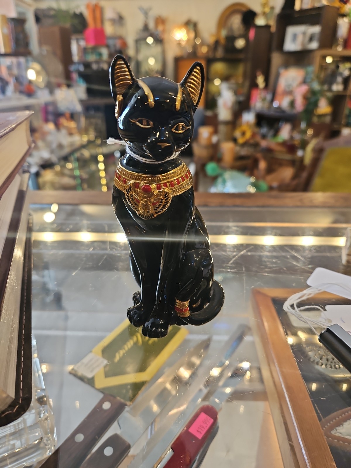 l995 Lenox Bastet Cats of Egypt Black c/14K Details Retired 5.25\
