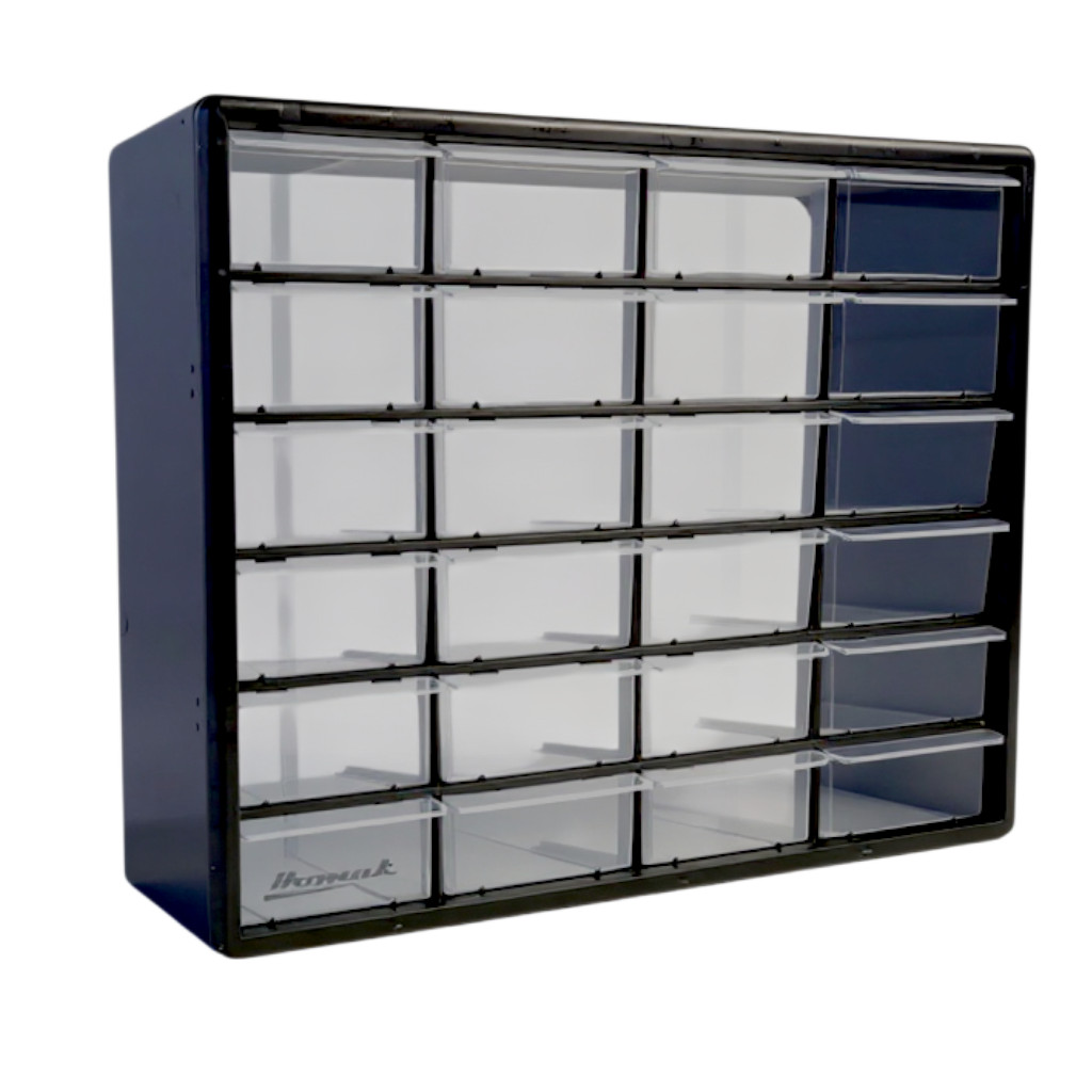 Homak 24 Drawer Parts Organizer Cabinet | Small Parts Storage | Garage Workshop