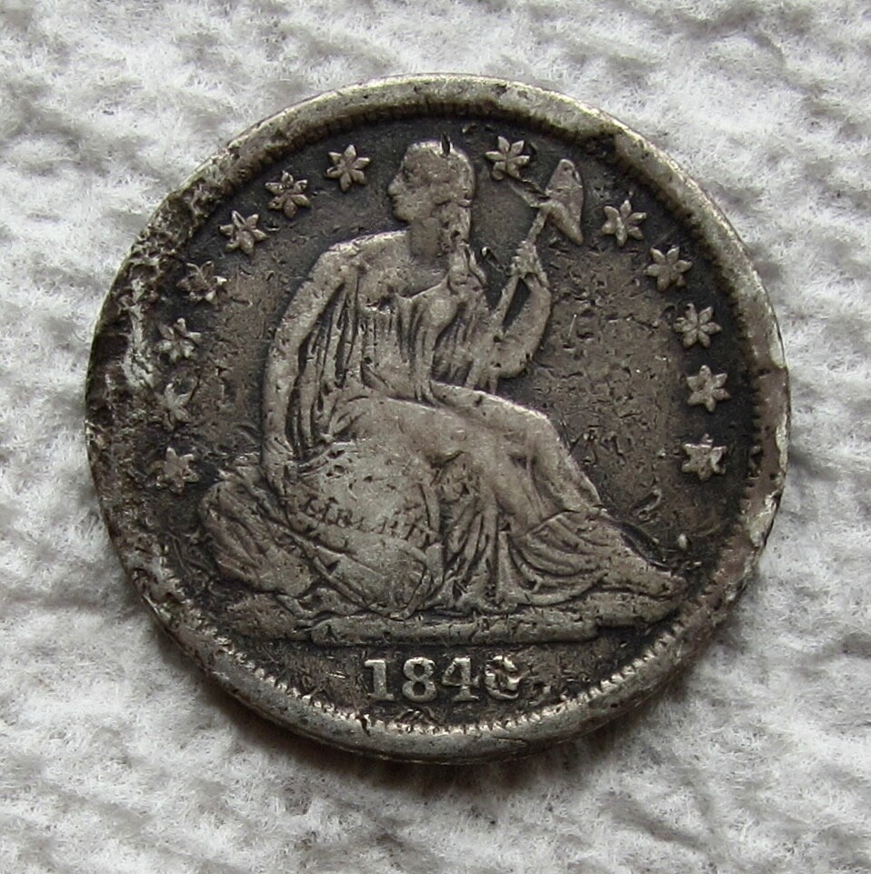 1840-O No Drapery  Seated Liberty Silver Dime Rare Key Date VF Detail  Damaged