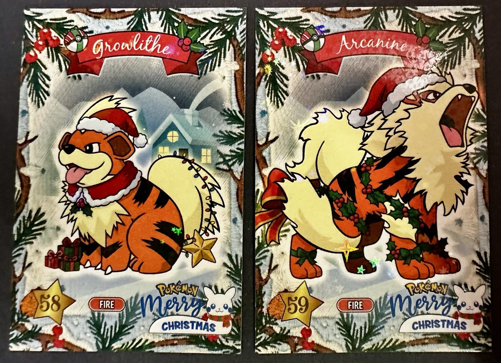 GROWLITHE X ARCANINE LOT - POKEMON KANTO COLLECTOONS LIMITED CHRISTMAS HOLO